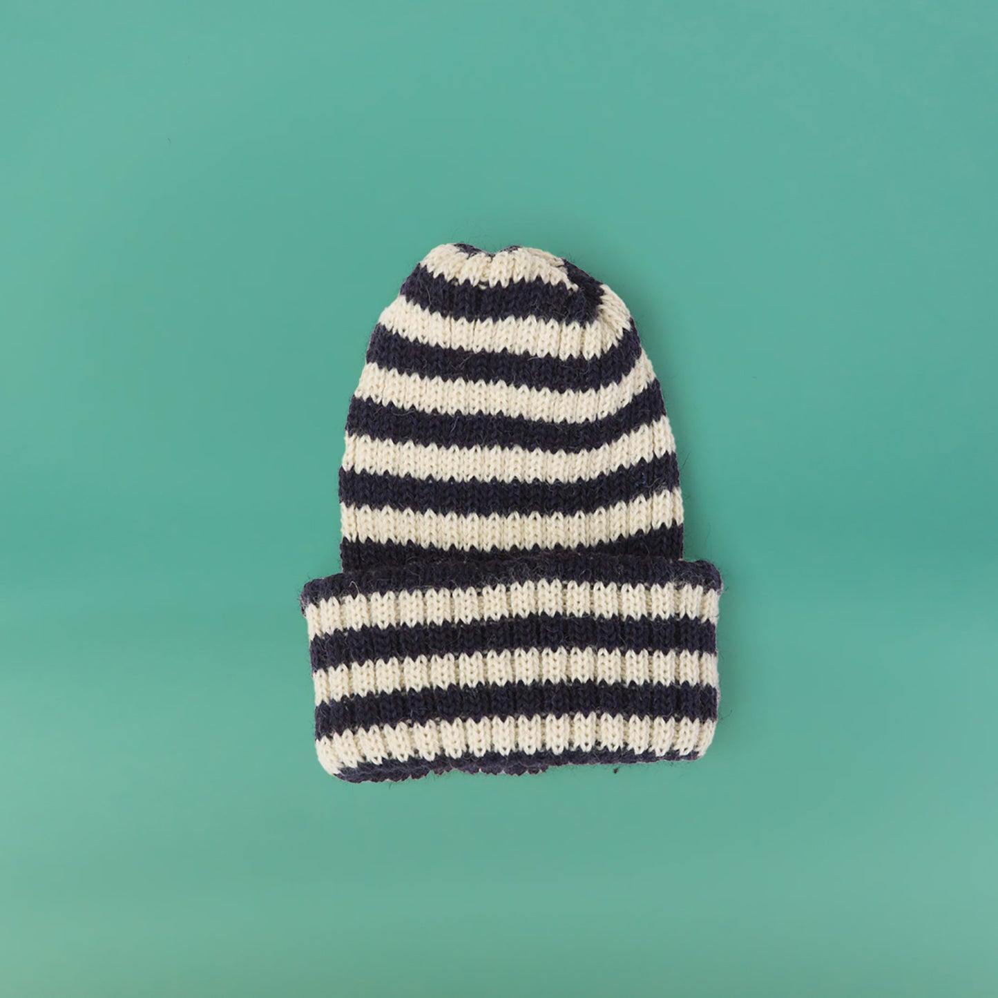 Knitted Hat - Navy and Cream