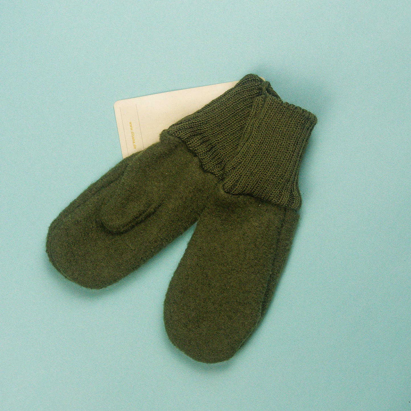 Boiled wool gloves - olive