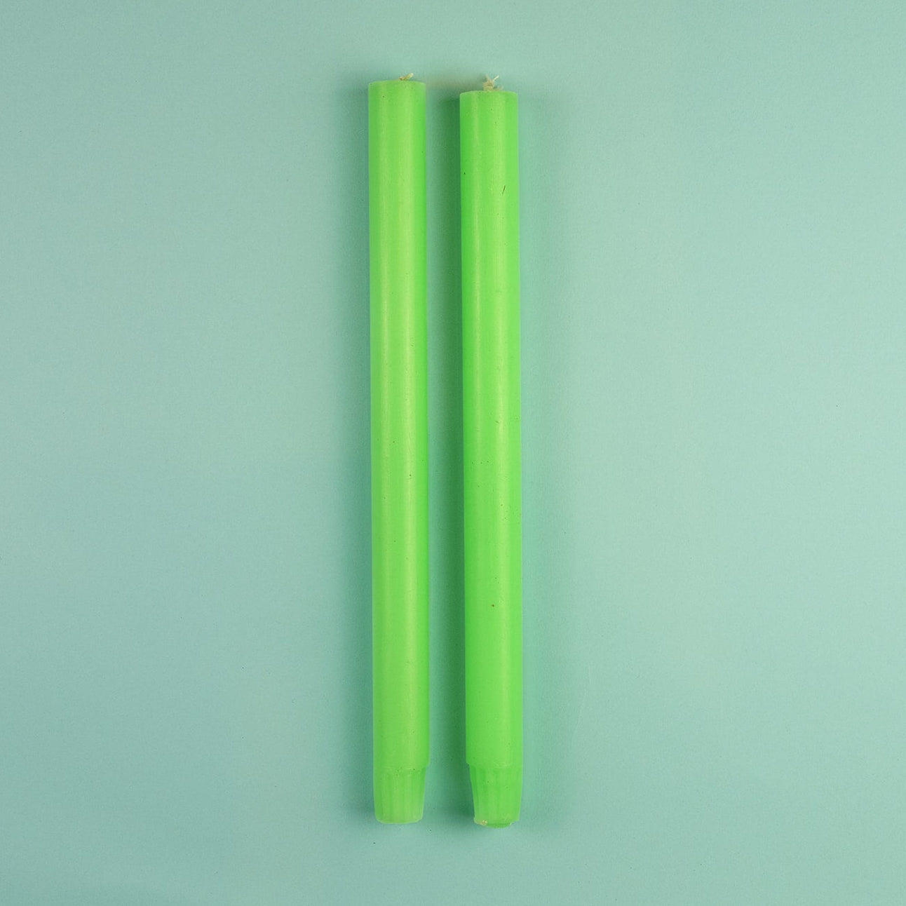 True Grace Pair of Dining Candles - Fluoro Green
