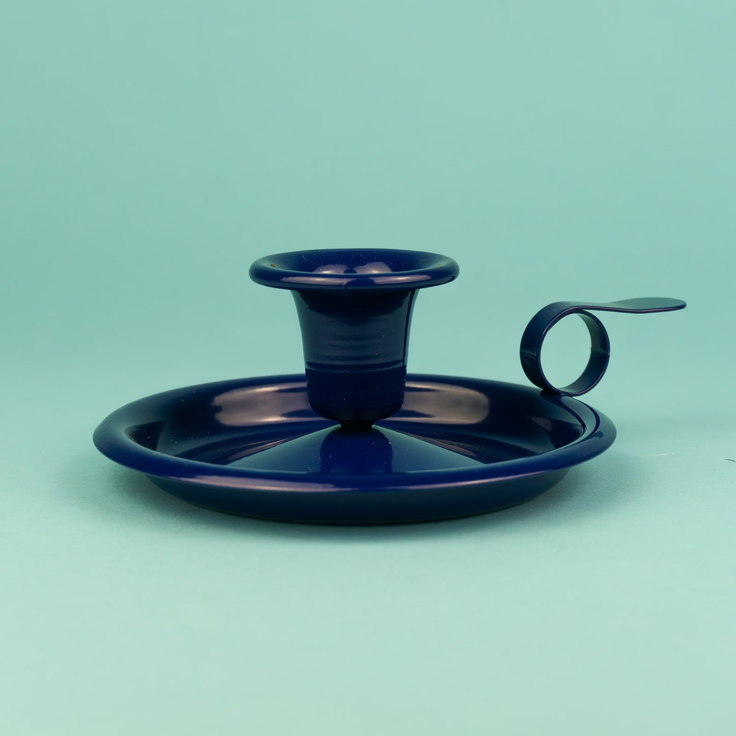 Enamel Candlestick Holder Navy Blue