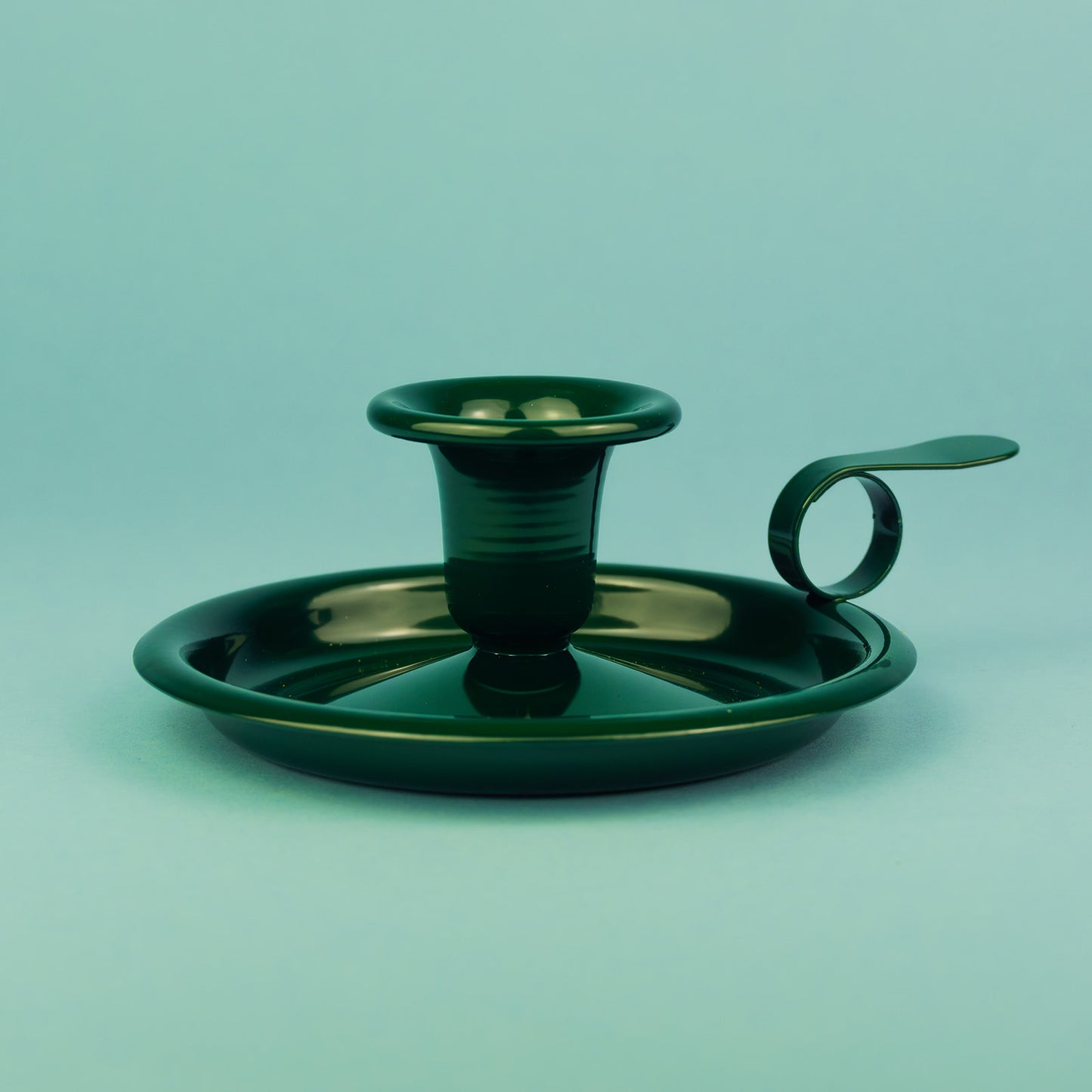 Enamel Candlestick Holder Forest Green