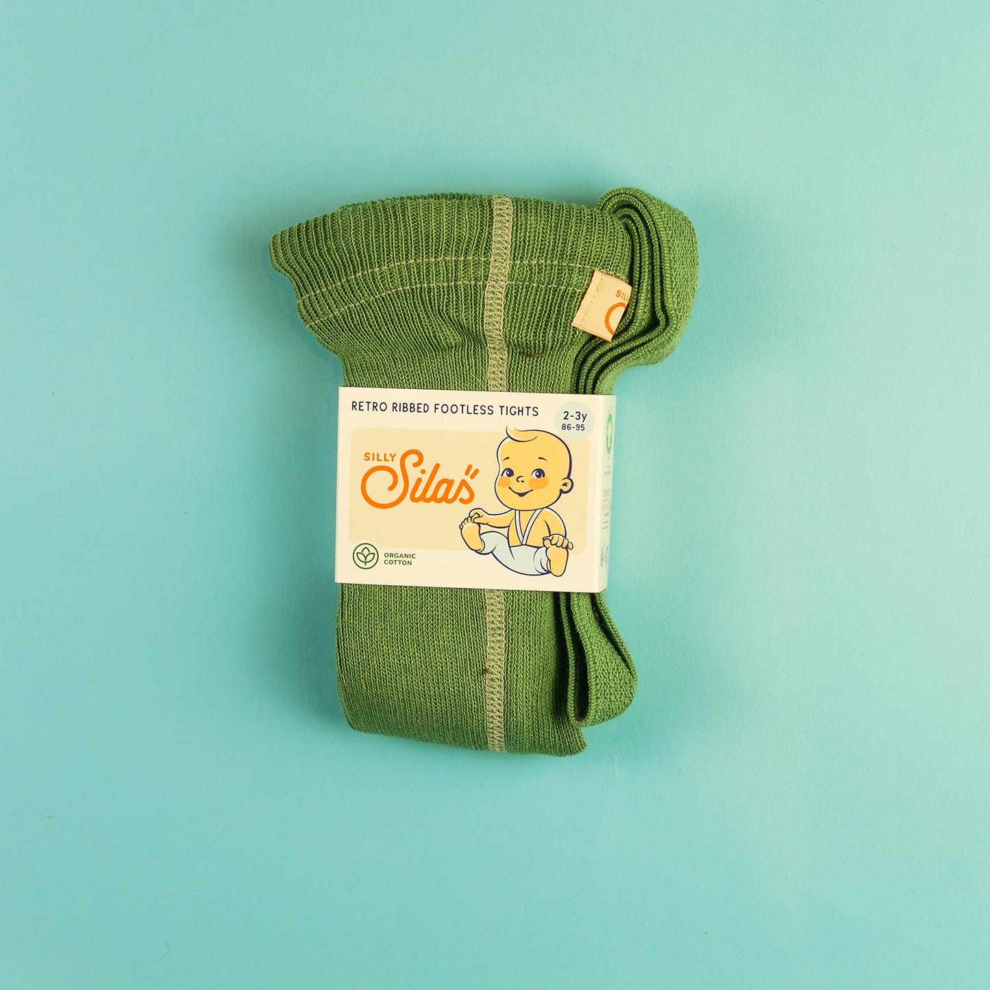 Silly Silas Retro Ribbed Footless Tights - Green