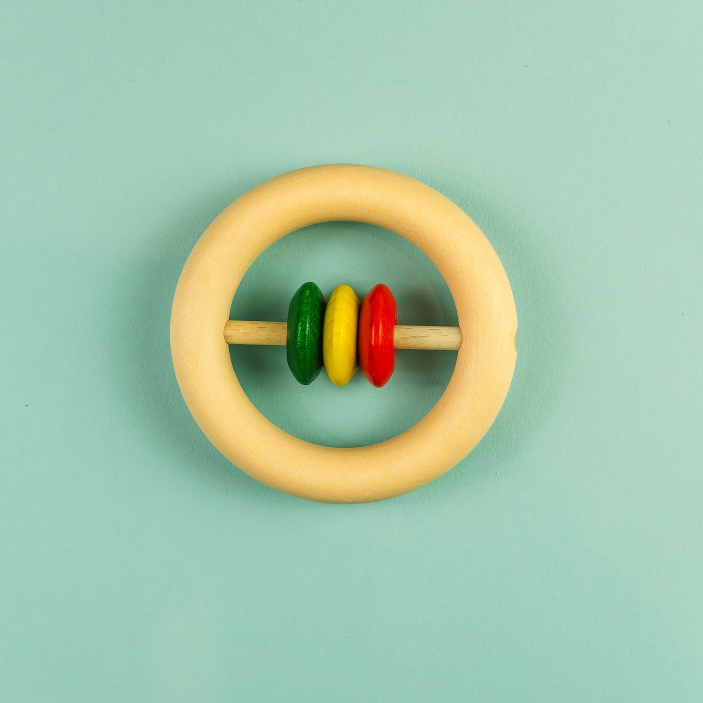 Wooden Teething Ring and Rattle (scheibenklapper)