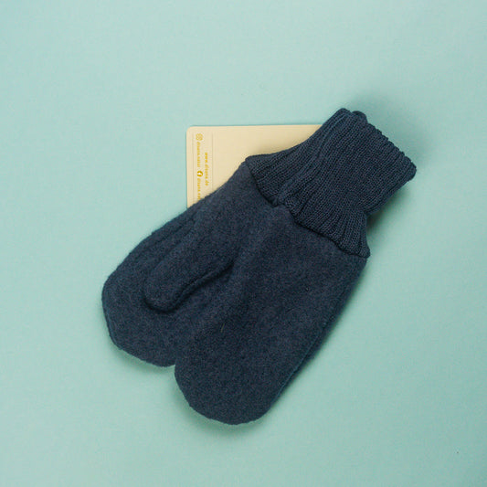 Boiled wool gloves - indigo
