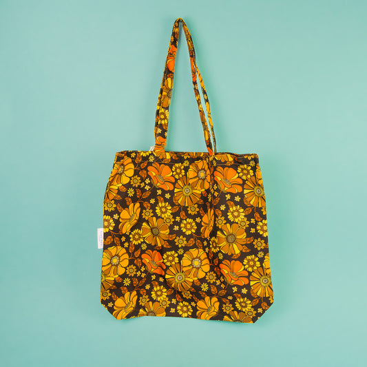 Kind Orange Floral Reusable Tote Bag