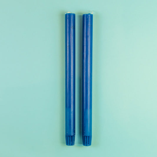 True Grace Pair of Dining Candles - Cobalt