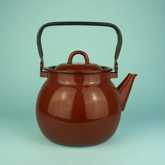 Large Enamel Stove Top Kettle Burgundy