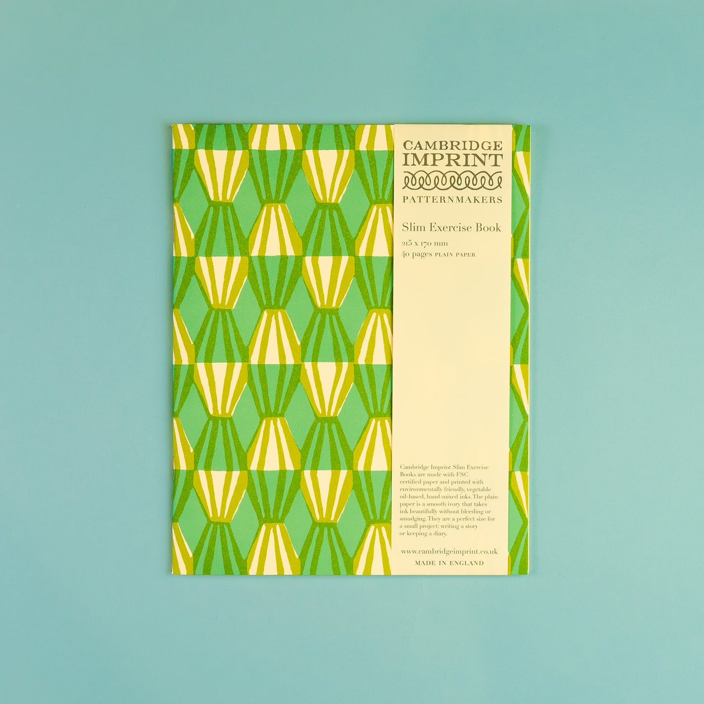 Exercise Book Threadwork Sap Green and  Turquoise