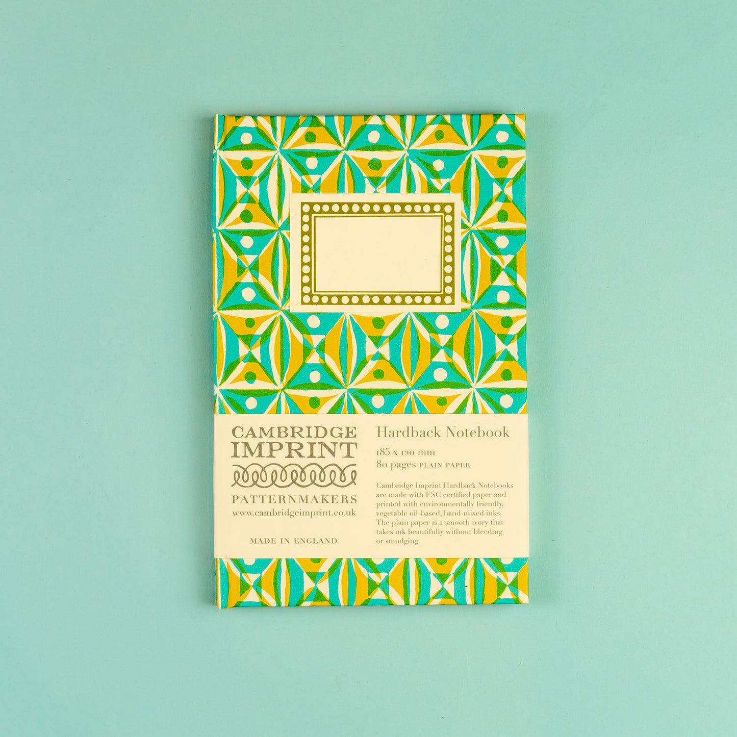 Hardback Notebook Kaleidoscope Yellow and Turquoise
