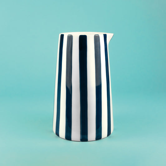 Musango Striped Ceramic Jug Navy