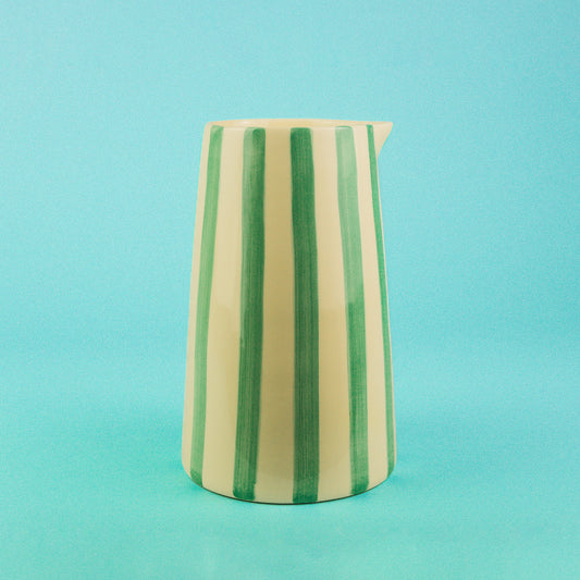 Musango Striped Ceramic Jug Green