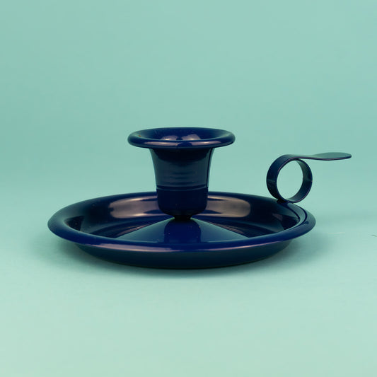 Enamel Candlestick Holder Navy Blue