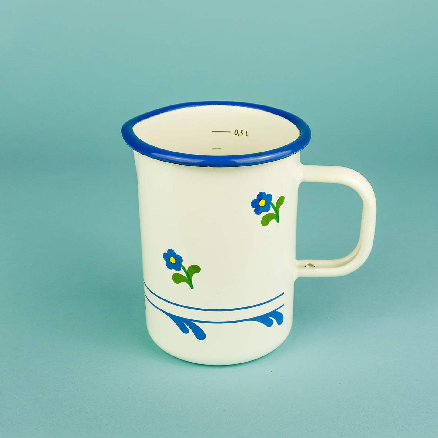 Enamel Measuring Jug Flower