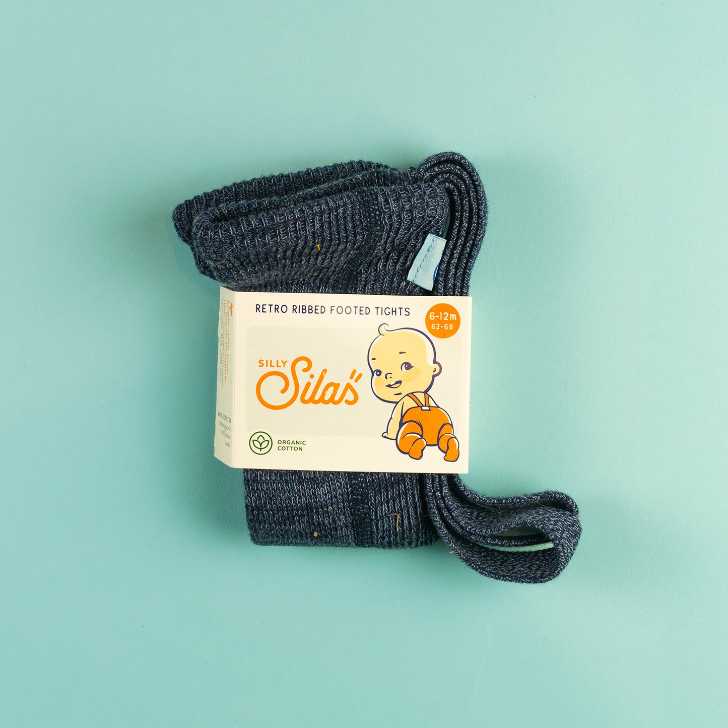 Silly Silas Retro Ribbed Footed Tights - Denim