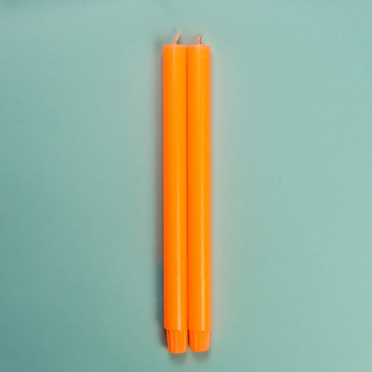 True Grace  Pair of Dining Candles - Tangerine